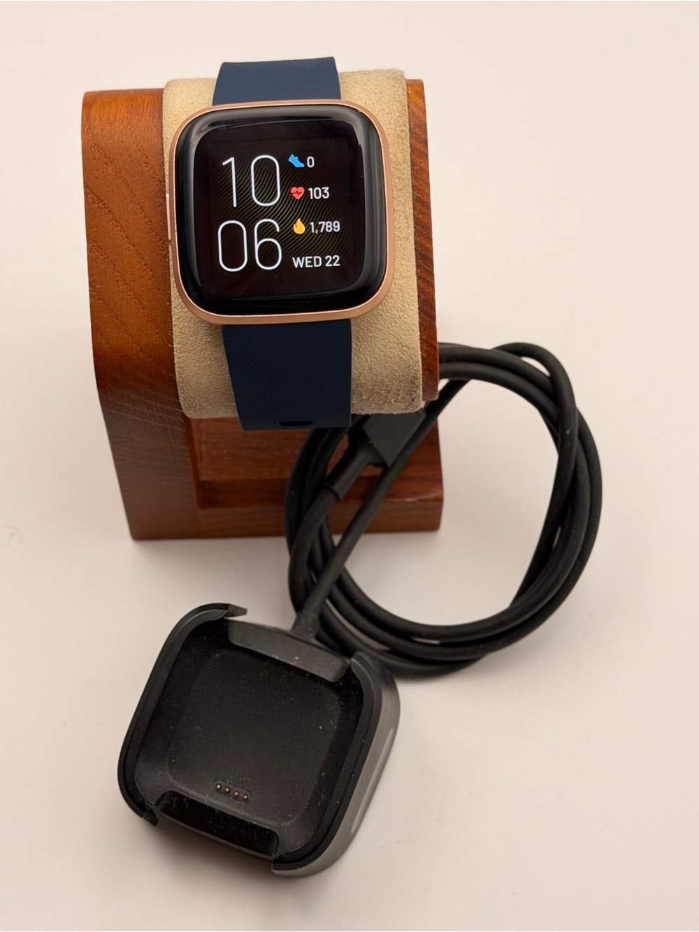 Fitbit Versa 2, Tested, Charger Included, Gold/Blue, Fitness Tracker, Very Good